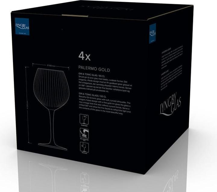 Produktbild Lyngby 65 cl - Glas - Klar/guldkant (6.50 dl, 4 x, Gin Gläser)