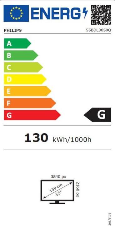 Energie-Label Philips Signage Solution Q-Line 55BDL3650Q/00 (3840 x 2160 Pixel, 55")