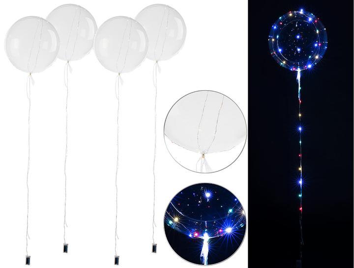 Produktbild Infactory 4er-Set Luftballons, Lichterkette, 40 Farb-LEDs, Ø 30 cm, transparent