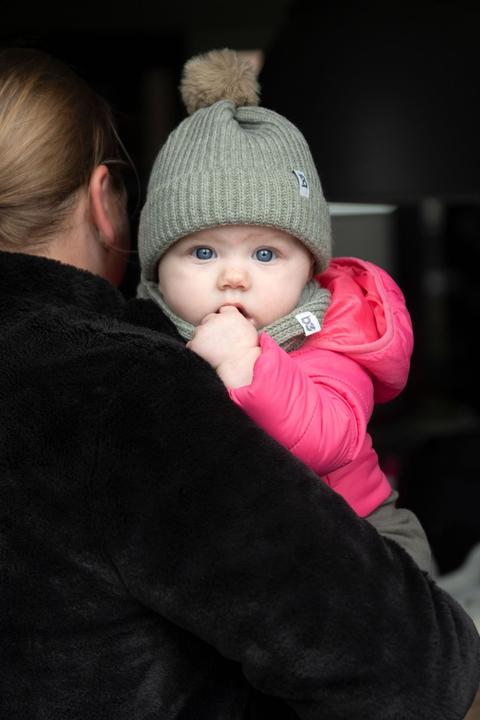 Actual product image Baby's only Hat with pompom Cool, urban green