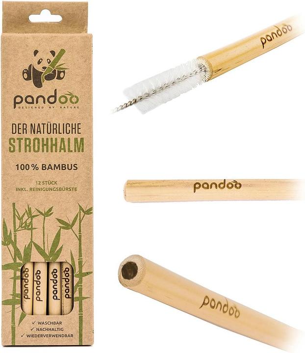 Actual product image Pandoo Straw bamboo+brush 12pcs (1 x)
