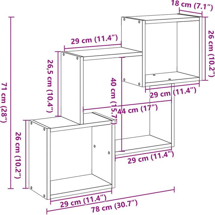 Produktbild VidaXL Wandschrank (78 x 18 x 71 cm)