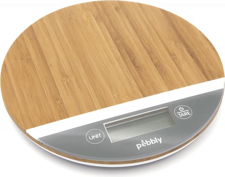 Pebbly Kitchen scale round bamboo grey Ø 19 cm