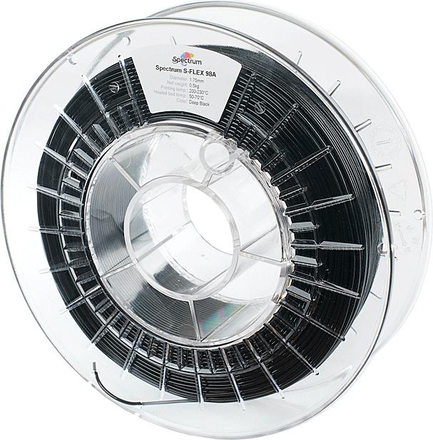 Actual product image Filament TPU S-Flex 98A black 0.5kg 1.75mm (TPU, 1.75 mm, 500 g, Black)