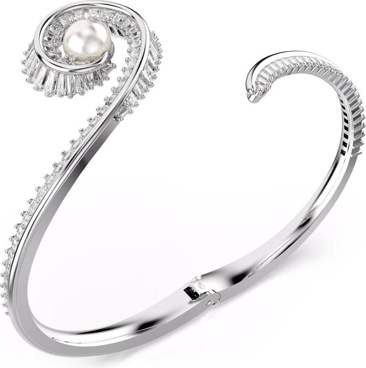 Produktbild Swarovski x Ariana Grande Armreif Kristallperle Baguette Schliff Weiss Rhodiniert (6.20 cm, Swarovski Metall)