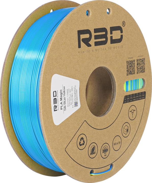 Produktbild R3D eSilk Magic-PLA Blau-Gelb Filament 1.75mm 1Kg (PLA, 1.75 mm, 1000 g, Blau, Gelb)
