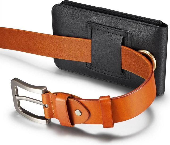 Immagine prodotto Calitron Marsupio da cintura in pelle nera con clip da cintura da 6,5 pollici (Apple iPhone X)