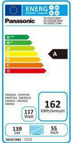 Label énergétique Panasonic TX-55GZC1004 (55", OLED, 4K, 2019)