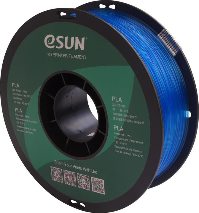 Actual product image eSUN PLA Blue Transparent Filament 1.75mm 1Kg (PLA, 1.75 mm, 1000 g, Blue)