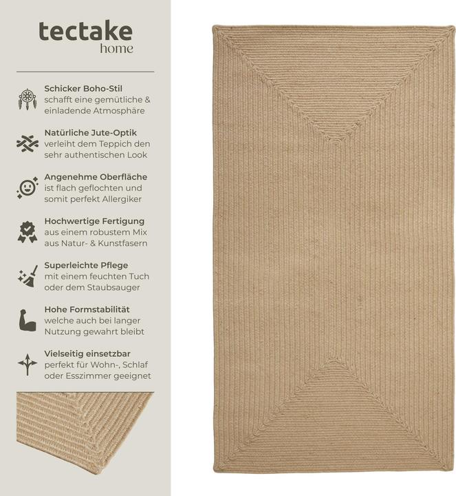Immagine prodotto tectake Tappeto intrecciato Vibe in juta, stile boho-chic (150 x 80 x 0,5 cm)