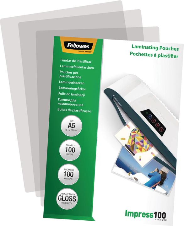 Fellowes Film de plastification A5 100 mic brillant - 100 pièces (A5, 100 pièce(s), 100 µm)