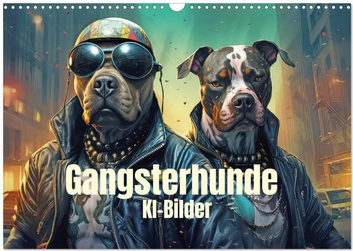 Produktbild Gangsterhunde - KI-Bilder (Wandkalender 2025 DIN A3 quer), Monatskalender (A3, Deutsch)