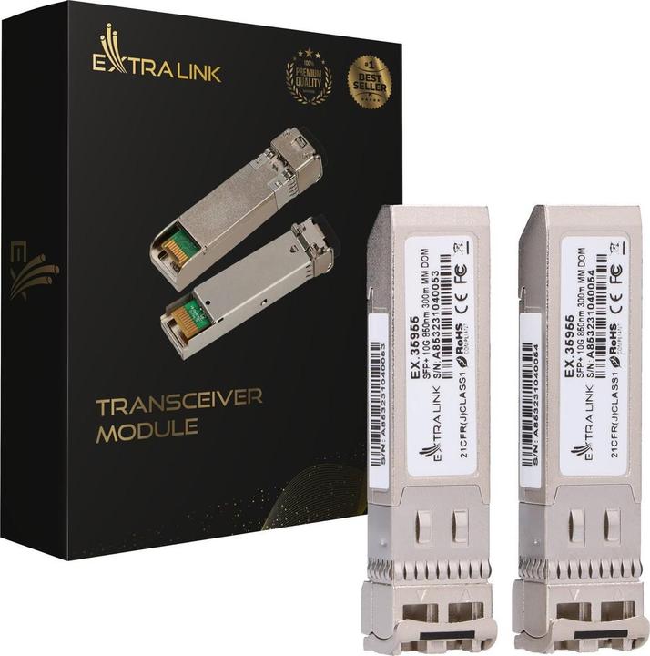 Actual product image Extralink SFP+ 10G 2-pack | SFP+ module | 10 Gbit/s LC/UPC 850 nm 300 m multimode DOM