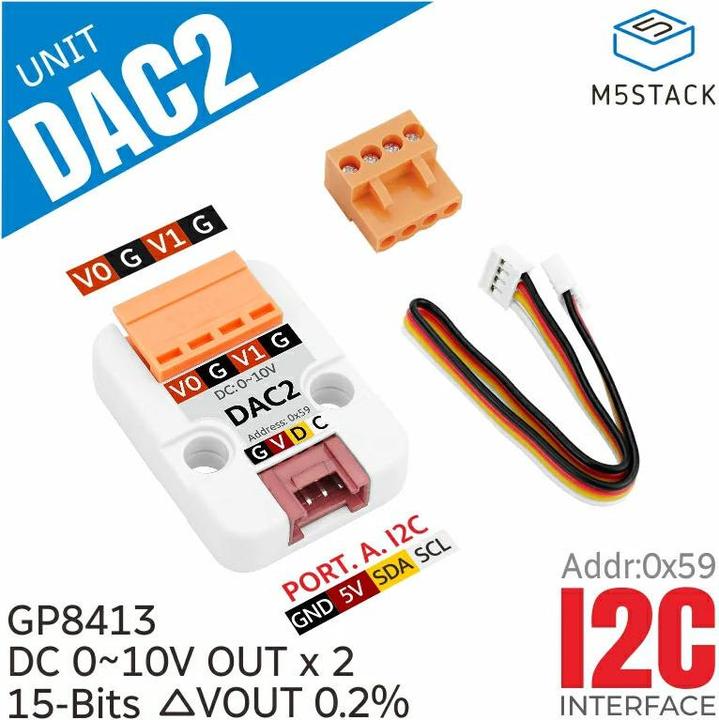 Image du produit M5Stack Convertisseur numérique-analogique DAC2 I2C Unit GP8413