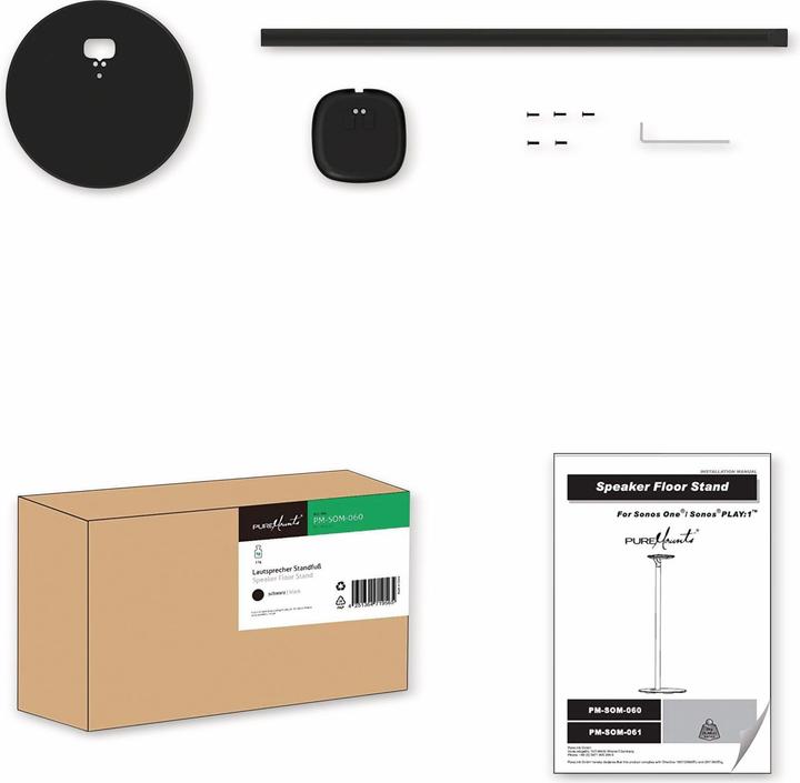 Image du produit Purelink PureMounts® Pied d'enceinte pour SONOS ONE®, noir (1 pièce, Support)
