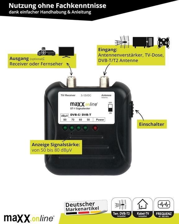 Image du produit Maxx.onLine Signaltester für DVB-C/DVB-T Kabelfernsehen