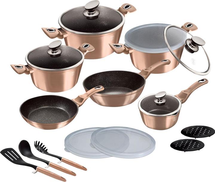 Produktbild BerlingerHaus 15-teiliges Kochgeschirr-Set Rose Gold Edition (Pfannenset + Topfset, Aluminium)