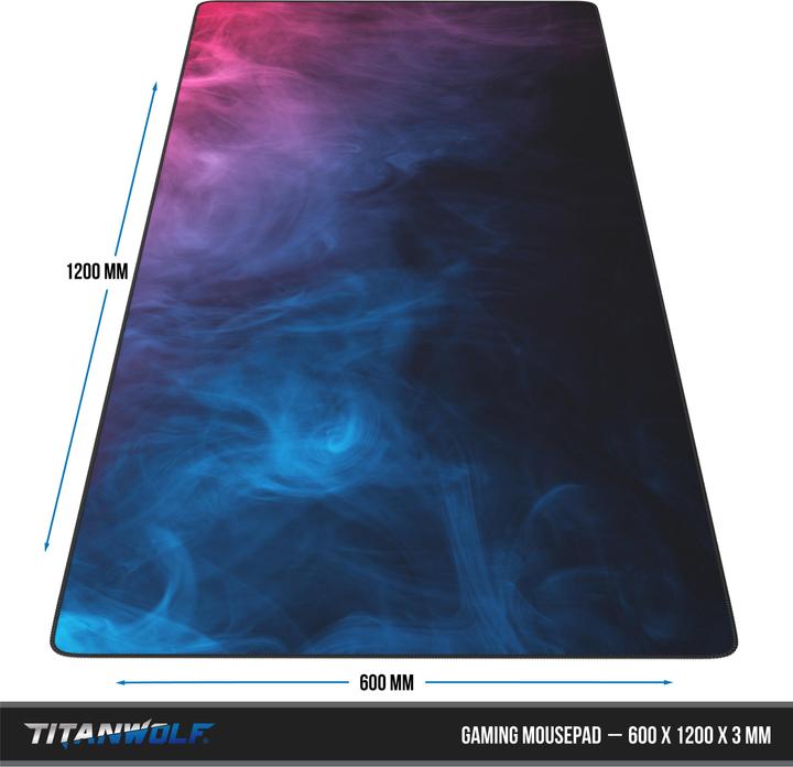 Produktbild Titanwolf Gaming Mauspad, XXXL Speed Mausmatte 1200 x 600 mm, Geschwindigkeit & Präzision, Farbiger Rauch (3XL)