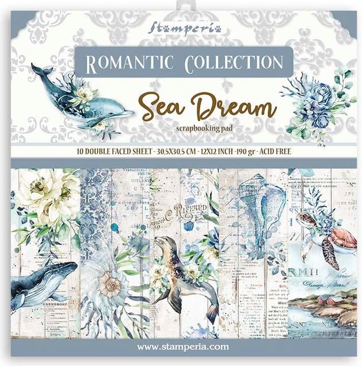 Actual product image Stamperia Scrapbook block "Sea Dreams", 10 sheets, 30.5 x 30.5 cm (190 g/m², 10 x)