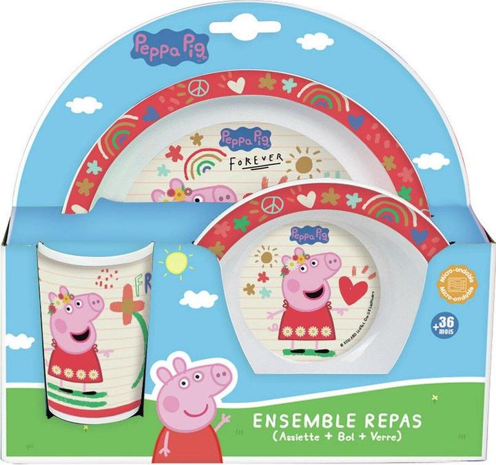 Actual product image children's plate, bowl and glass crockery set jemini peppa pig
