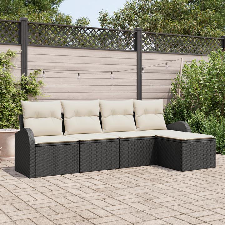 Produktbild VidaXL 5-teiliges Garten Sofa Set mit Kissen Schwarz Poly Rattan