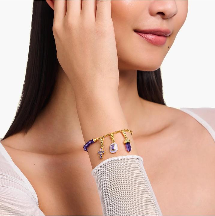 Produktbild Thomas Sabo Charm-Anhänger Hexagon mit imitiertem Amethyst vergoldet (925er Silber)