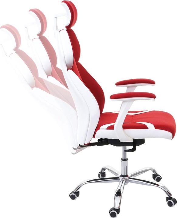 Produktbild Swisshandel24 Bürostuhl, Schreibtischstuhl Drehstuhl Chefsessel, Sliding-Funktion Stoff/Textil + Kunstleder - rot/