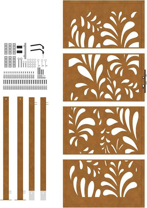 Actual product image VidaXL Garden gate 105x205 cm Weatherproof steel wave design fence gate