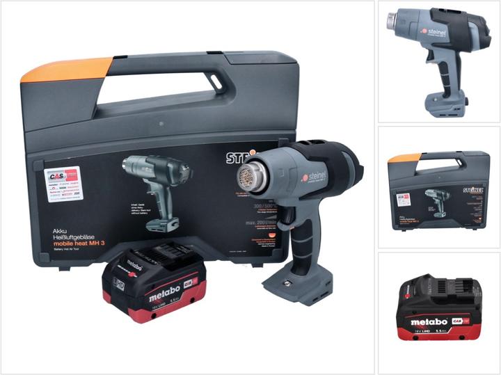Produktbild Steinel mobile heat MH 3 Akku Heissluftgebläse 18 V 300 / 500 °C CAS + 1x Akku 5,5 Ah + Koffer - ohne