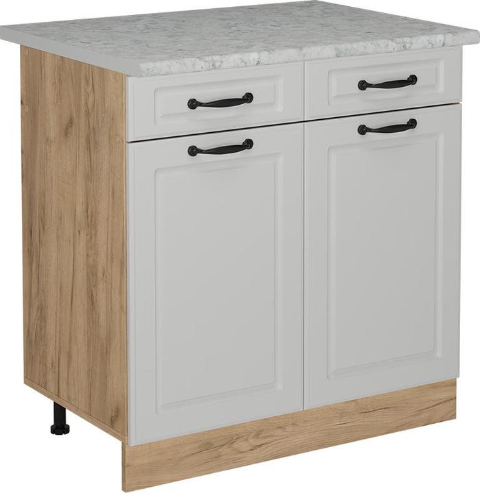 Actual product image Vicco Kitchen base cabinet R-Line, White country house/Gold power oak, 80 cm WT Marble
