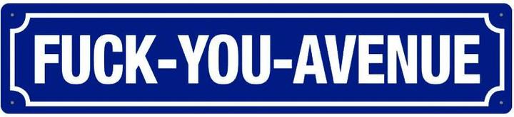 Blechschild Fuck you Avenue (46 x 10 cm)