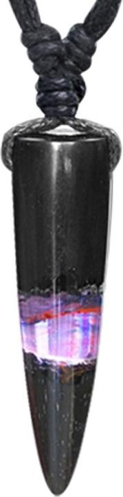 Produktbild Star Piercing Halskette schwarz Anhänger Patrone zweifarbig Epoxy blau und pink aus Arang Holz (Organisch, ohne Messing)