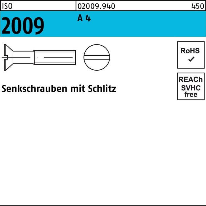 Produktbild Senkschraube ISO 2009 m.Schlitz M 3 x 12 A 4 (200 Schrauben pro Stück)