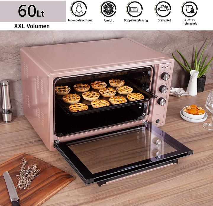 Actual product image Icqn XXL Vrijstaande Oven - 60L - Convectie Mini Oven - Hetelucht /u0026 Grillfunctie - Gemailleerde Holt