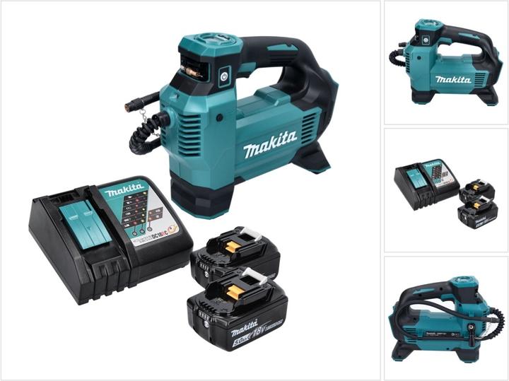Produktbild Makita DMP 181 RT Akku Kompressor 18 V 11,1 bar + 2x Akku 5,0 Ah + Ladegerät (11.10 Bar)