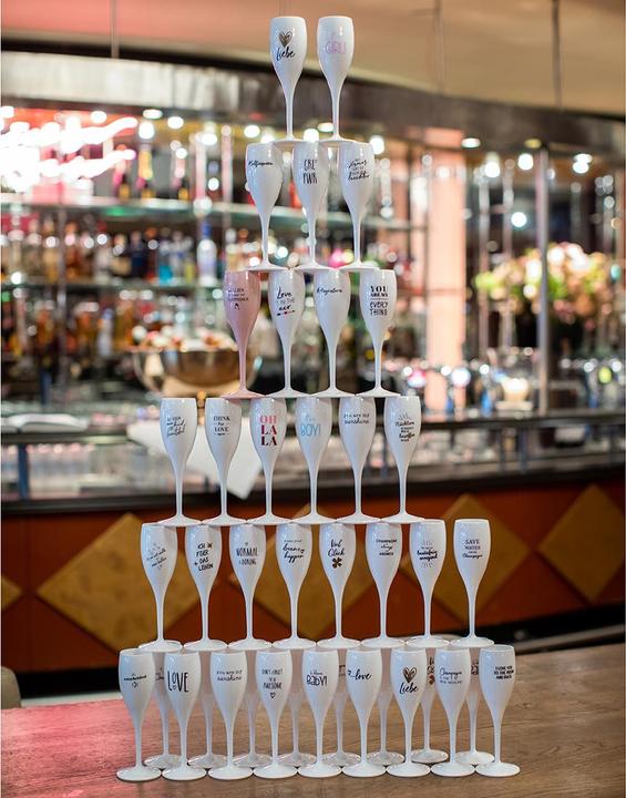 Actual product image Koziol Champagne glass 100 ml with print CHEERS No. 1 CHAMPAGNE IS THE ANSWER (10 cl, 1 Glasses, Champagne glasses)