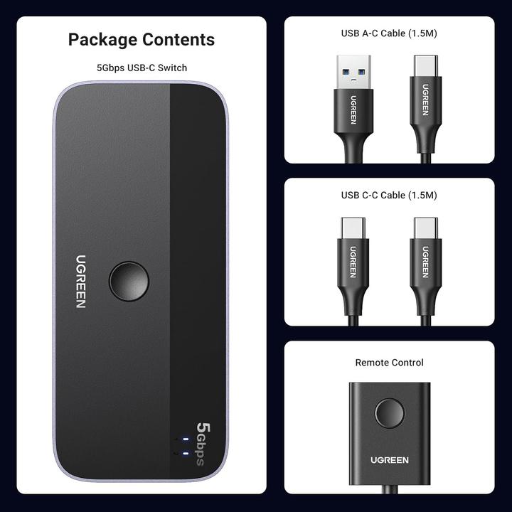 Immagine prodotto Ugreen USB 3.0 2x4 switch / switch CM687 (USB-C, 4 Porti)