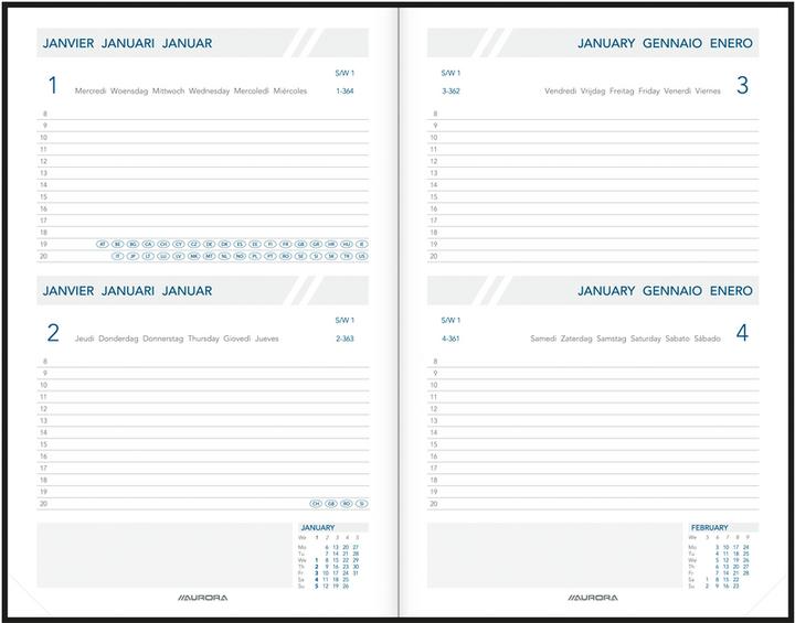 Produktbild Aurora Folio 2 T/S schwarz f/nl/ FA111Z d/e/i/sp 14x21cm 2021 (14 x 21 cm, Deutsch, Französisch, Italienisch, Englisch, Spanisch, Niederländisch)