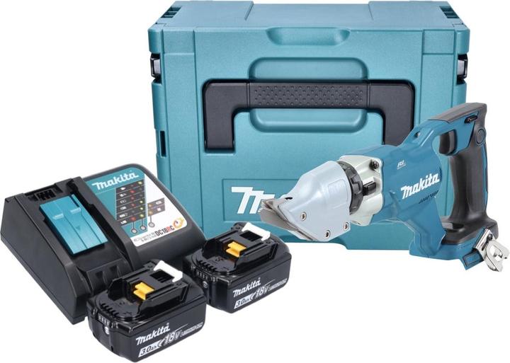 Image du produit Makita DJS 200 RFJ Cisaille à tôle sans fil 18 V 2,0 mm Brushless + 2x batterie 3,0 Ah + chargeur + Makpac
