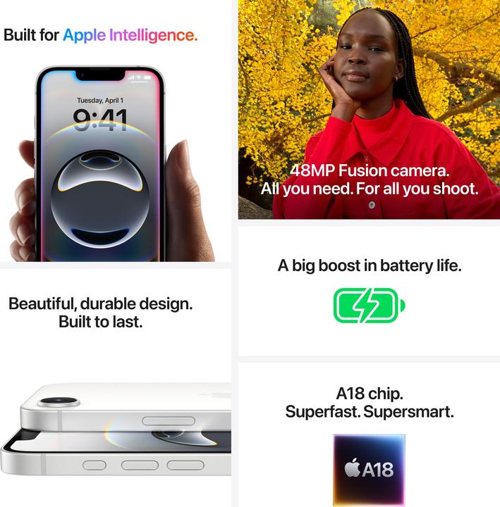 Actual product image Apple iPhone 16e (512 GB, Black, 6.10", Dual SIM, 48 Mpx, 5G)