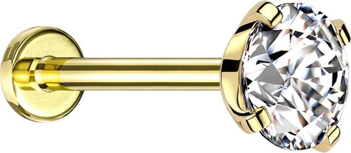 Produktbild Star Piercing Micro Threadless Labret vergoldet mit Kristall silber gefasst (Chirurgenstahl 316L, ohne Messing)