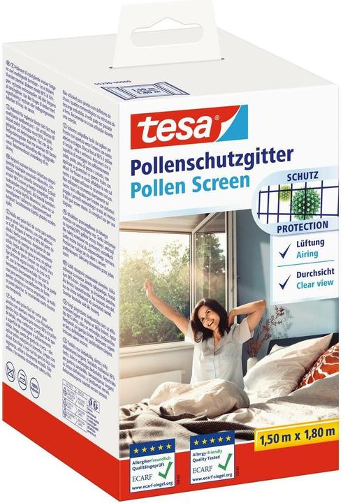 Actual product image tesa Pollen protection grille, for allergy sufferers, can be closed incl. self-adhesive Velcro tape (150 x 180 cm)