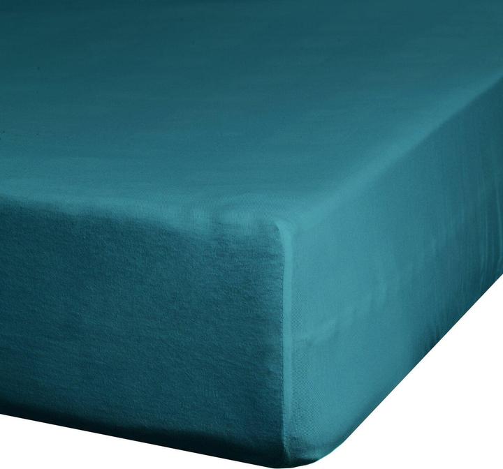 Eurofirany DESIGN 91 Bettlaken aus Baumwolle mit elastischem JERSEY, 140X200+30CM, 125 g/m2, Farbe: türkis (140 x 200 cm)