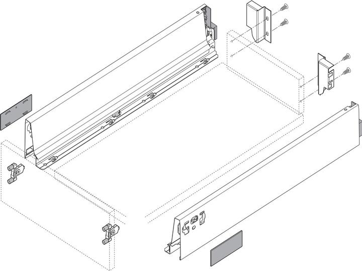 Actual product image Vasalat BLUM drawer runners TANDEM frame height 83mm, 30kg, NL400mm, grey, up to KB600mm