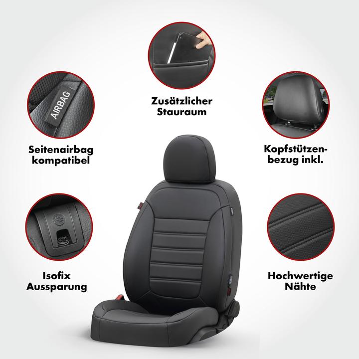 Image du produit Walser Housse de siège pour Ford Fiesta VI (CB1, CCN) 06/2008-aujourd'hui, 2 housses de siège individuelles