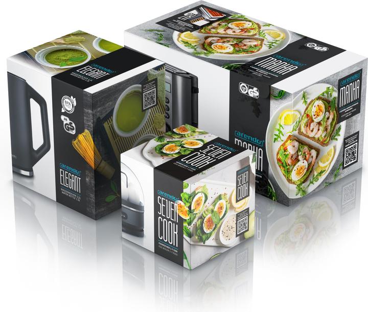 Actual product image Arendo Breakfast set, kettle 1.5l temperature selection, 4-slice toaster & egg cooker for 7 eggs, grey