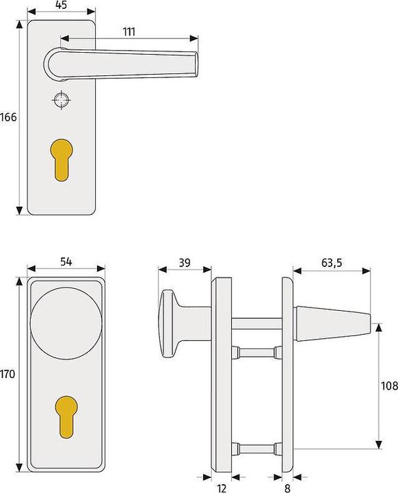 Actual product image Abus KKT512 F1 EK Security fitting WG, aluminium (Door handle)