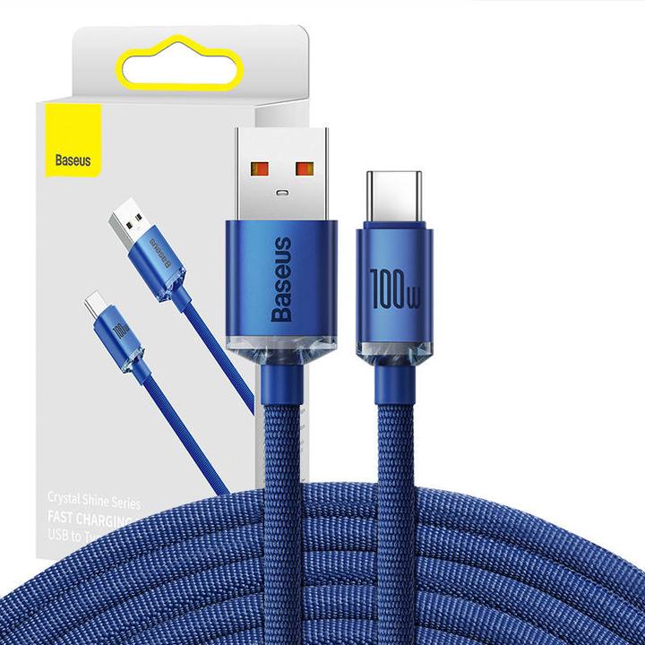 Image du produit Baseus Crystal Shine Series Fast Charging Data Cable USB to Type-C 100W 2m Blue (2 m, USB 2.0)