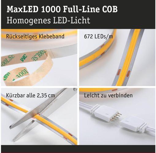 Immagine prodotto Paulmann MaxLED 1000 Set di strisce COB a linea intera (Bianco, 300 cm, Interno)