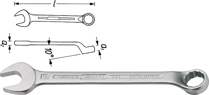 Immagine prodotto HAZET Chiave combinata a forchetta/ad anello 603-15 ∙ Profilo a doppio esagono esterno ∙ 15 mm (15 mm)